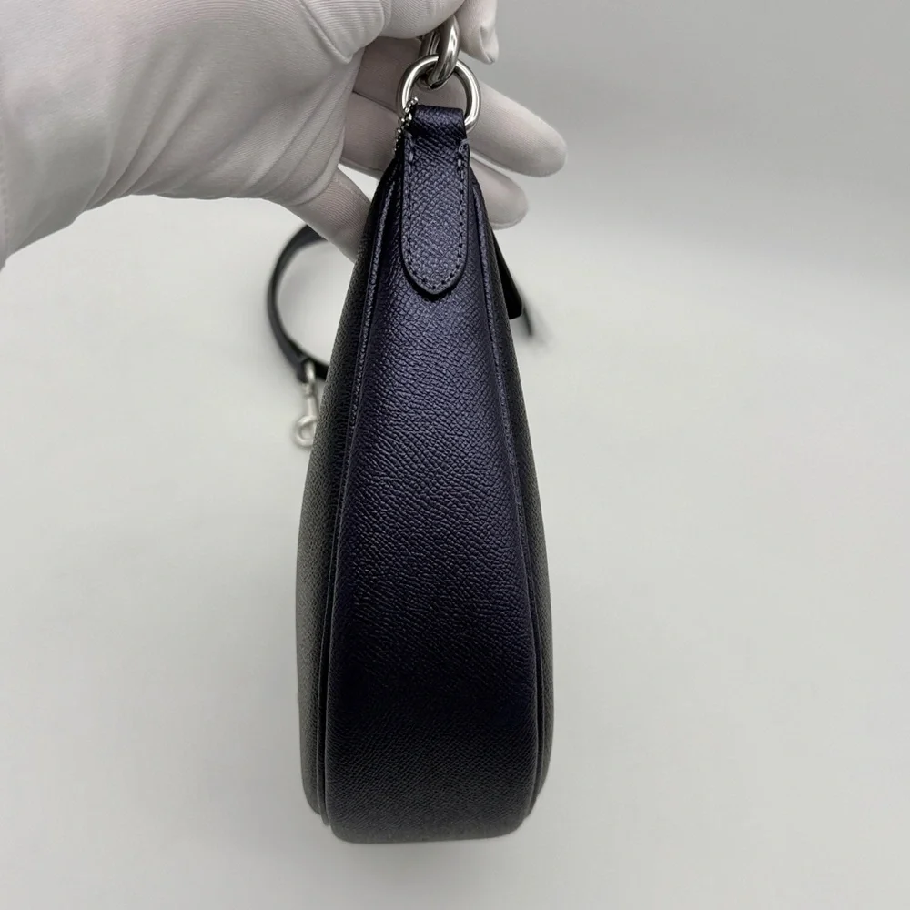 Coach Aria Shoulder Bag In Signature Canvas Silver Blue Navy - Picture 4 of 11